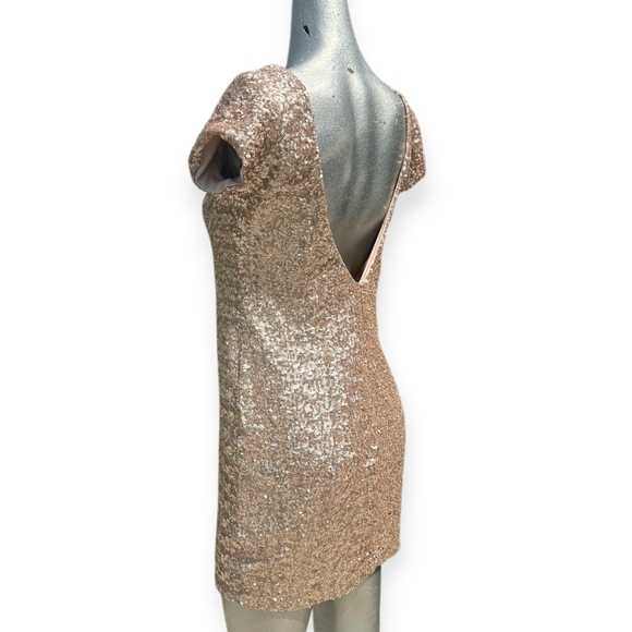 ✨ Free People Backstage Mini Dress | Champagne Gold Sequin | Low Back | Size Med - Picture 12 of 13